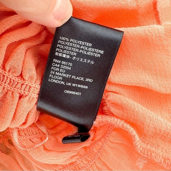 Urban Outfitters Sierra Smocked Sheer Puff Sleeve Crop Top M Peach Cottagecore - Picture 12 of 13